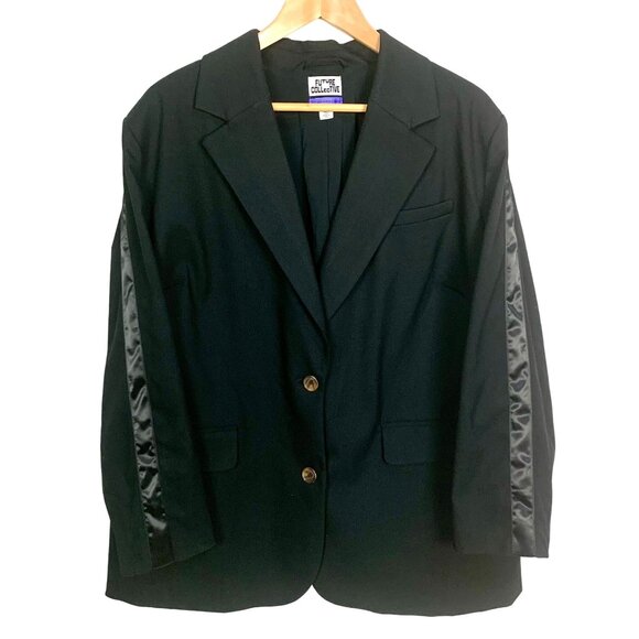 Future Collective Tuxedo Jacket Single Breasted 2 Button Black Size 1X Notched - Picture 1 of 11